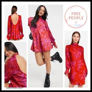 FREE PEOPLE BOHO FLOWY FLORAL PRINT MINI DRESS A2C